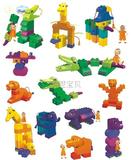 宝宝潜力品牌正品动物乐园益智玩具儿童拼装塑料积木桌面智力玩具