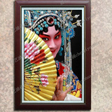 新中式京剧戏曲人物手绘油画文化艺术玄关装饰画戏女有框画XN103