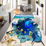 瓷砖3D地砖 卫生间浴室地板砖 客厅过道瓷砖海豚动物立体画背景墙