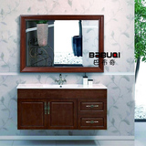 复古实木浴室镜中式镜子原木框卫生间梳妆镜卫浴镜现代美式镜子