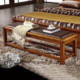 实木床尾凳白蜡木床头凳子简约中式长凳换鞋凳皮质床尾凳卧室家具