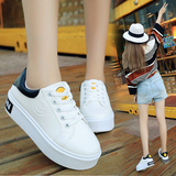 2016夏季韩版系带小白鞋松糕鞋平底板鞋厚底休闲鞋学生女鞋潮单鞋