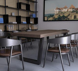 简约现代餐桌椅组合铁艺实木 电脑桌书桌方形桌写字台家用办公桌