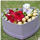 广州深圳东莞鲜花同城速递预定圣诞节送花巧克力红玫瑰花心形礼盒