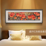 卧室花卉挂画横幅现代客厅装饰画超大型壁画工笔床头画红色郁金香