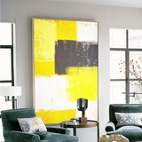 客厅装饰画抽象现代艺术画酒店大堂超大幅挂画黄色灰色沙发背景画