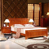 简约实木橡木床1.2 1.5 1.8米床 实木双人床 高箱储物床 东北包邮