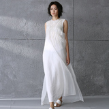 夏季新款棉麻连衣裙白色仙女裙复古文艺气质宽松大码森系长裙雪纺