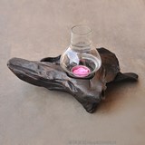 泰国柚木复古家居饰品异形装饰用具工艺品蜡烛香薰烛台杯状精油