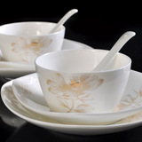 骨瓷餐具套装高档方形餐具特价碗筷碗盘碗碟套装家用中式创意简约