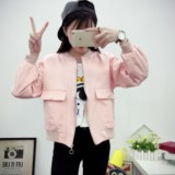 韩国代购春装个性休闲夹克外套短款棒球服领女学生韩版潮bf学院风