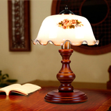 中式台灯书房卧室床头灯田园英伦复古典实木调光LED老上海灯装饰