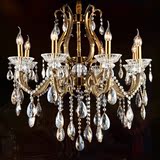 高端原创古铜色欧式水晶灯客厅餐厅卧室书房吊灯具简约蜡烛水晶灯