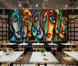 3D立体抽象客厅电视背景墙壁纸壁画毕加索油画KTV餐厅无纺布墙纸
