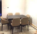 新中式餐桌椅新古典简约样板间餐桌椅现代美式客厅实木餐桌椅组合