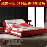 品牌双人床1.8米1.5米chuang 创意床 现代简约真皮床 时尚婚床809