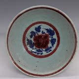 明代青花瓷釉里红缠枝纹碗 古董古玩 仿古瓷器 收藏复古碗摆件