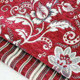 ab版红色雪尼尔沙发布料 面料 条纹软装布 欧式中式椅布批发