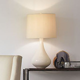 北欧宜家创意陶瓷小台灯时尚布艺卧室床头客厅艺术白色台灯