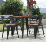 金属餐椅美式复古铁艺电脑椅咖啡厅奶茶店实木椅子工业风桌椅组合