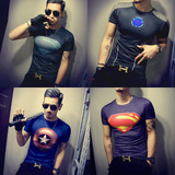 T恤男超人健身紧身上衣钢铁侠美国队长运动短袖男士速干衣服褂头