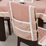 餐桌布艺棉麻格子帆布简约蕾丝桌布台布椅背套椅垫餐椅套椅子套