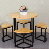 北欧实木创意户外休闲咖啡厅桌椅套件铁艺小型户客厅餐桌茶几圆桌