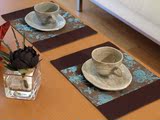 中式布艺古典田园棉麻餐盘垫隔热垫美式乡村茶垫杯垫餐桌垫西餐垫