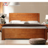 简约现代橡木床实木床双人床1.8米1.5米公寓床简约新中式卧室家具