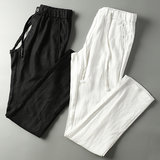 极致好版型 无与伦比的舒适度 黑与白男士抽绳直筒麻料休闲裤卫裤
