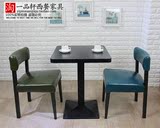 西餐厅咖啡厅桌椅组合甜品奶茶小吃店餐饮桌椅饭店黑白色小方桌子