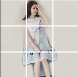 夏季女装新款韩版小清新刺绣无袖连衣裙套装+吊带裙子两件套