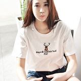夏季韩版短袖t恤女宽松学生纯棉百搭上衣女体恤衫T桖半截袖打底衫