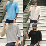 2016夏季新款七分袖t恤男韩版宽松五分袖日系短袖T恤中袖上衣潮流