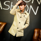 韩版修身型春季薄款男士风衣青年中长款日系外套学生潮流男装大衣