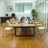 实木长桌会议桌铁艺长方形办公桌简约老板桌复古职员桌会客桌组合