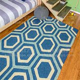 现代简约几何蓝图案客厅卧室茶几沙发玄关飘窗地毯可定做手工地毯