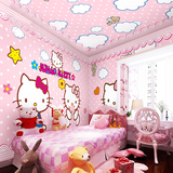 大型无缝壁画 儿童房背景卡通粉色holle kitty猫壁纸无缝壁画墙纸