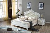 特价全实木橡木白色欧式大床婚床真皮软靠厚重款雕花床厂家直销