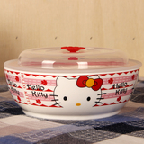 陶瓷三格碗饭盒微波炉分隔便当带盖分格保鲜碗保鲜盖送勺送筷包邮