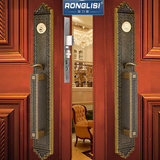 荣力斯 中式纯铜别墅大门锁全铜仿古实木门锁 欧式双开对开门锁