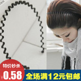 韩国头发饰 波浪型发箍男女通用 黑色弹簧螺旋铁质头箍发卡