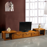 中式实木电视机柜简约现代小户型地柜矮柜榆木卧室电视柜茶几组合