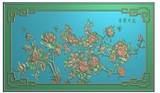 红峰木艺精雕图jdp5.21 浮雕图 富贵大床花开富贵花鸟靠背板