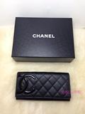 欧洲代购Chanel香奈儿经典双C 长款黑色康鹏对折按扣钱包皮夹现货