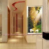 玄关油画手绘欧式风景壁画定制 走廊过道客厅装饰画挂画 天鹅湖