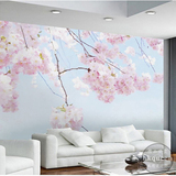 粉色温馨卧室墙纸 客厅电视背景墙壁纸 手绘油画花卉无缝大型壁画
