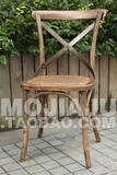 欧式家具法式田园实木橡木藤椅餐椅白色做旧交叉椅背叉椅子现货
