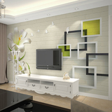 3D立体无缝壁画卧室客厅电视背景壁纸现代简约砖墙花卉无纺布墙纸