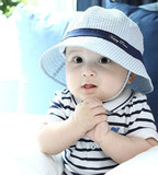 婴儿帽子夏遮阳帽女童韩国凉帽儿童太阳帽男童纯棉宝宝盆帽